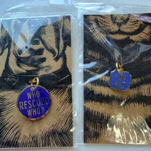 Primitives By Kathy Pet Charms Metal Enamel Fur Kid & Rescued Who Design